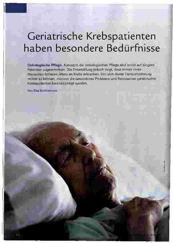 Vorschauseite 1: Geriatrische Krebspatienten haben besondere Bedürfnisse