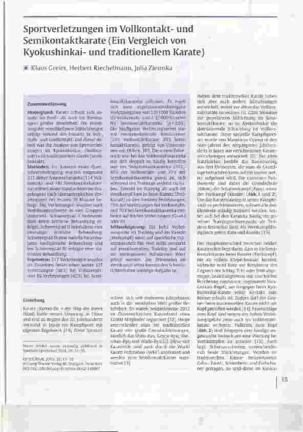 Vorschauseite 1: Sportverletzungen im Vollkontaktund Semikontaktkarate (Ein Vergleich von Kyokushinkaiund traditionellem Karate)