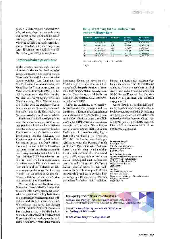Vorschauseite 4: Krankenhausstrukturfonds Nur keine Häppchen