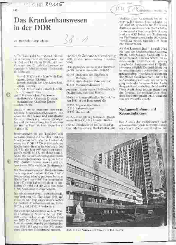 Vorschauseite 1: Das Krankenhauswesen in der DDR