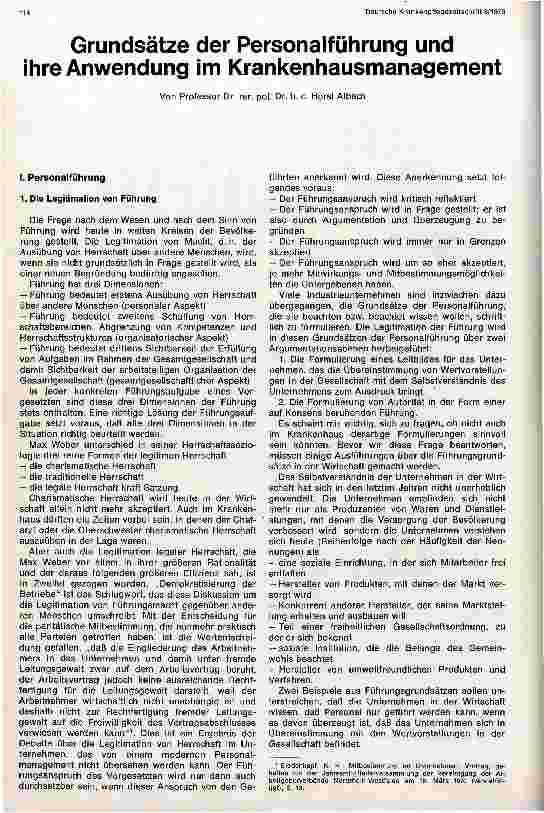 Vorschauseite 1: Grundsätze der Personalführung und die ihre Anwendung im Krankenhausmanagement