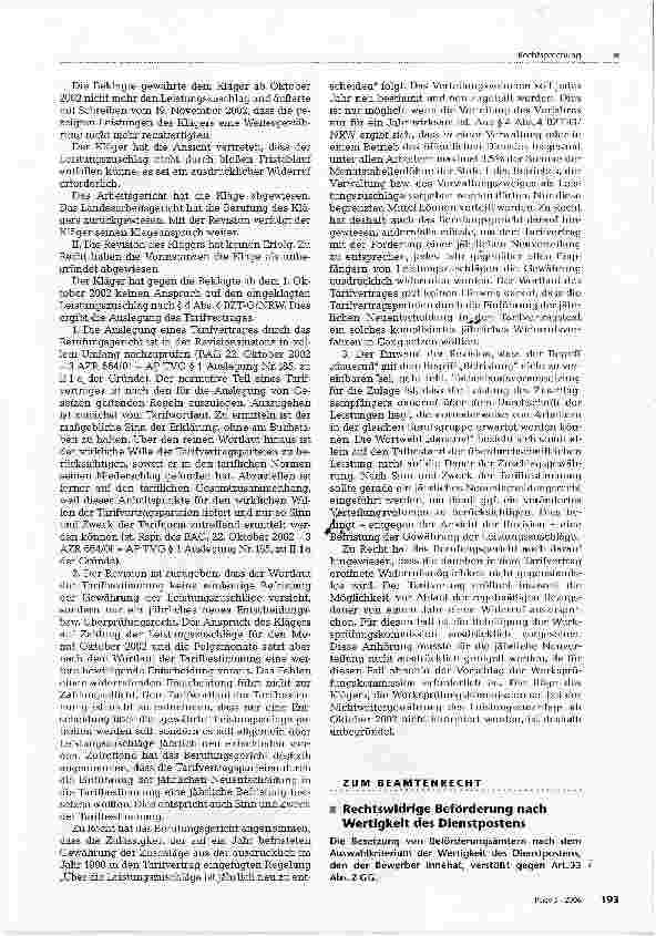 Vorschauseite 2: Widerrufliche Gewährung eines tariflichen Leistungszuschlags