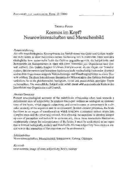 Vorschauseite 1: Kosmos im Kopf? Neurowissenschaften und Menschenbild