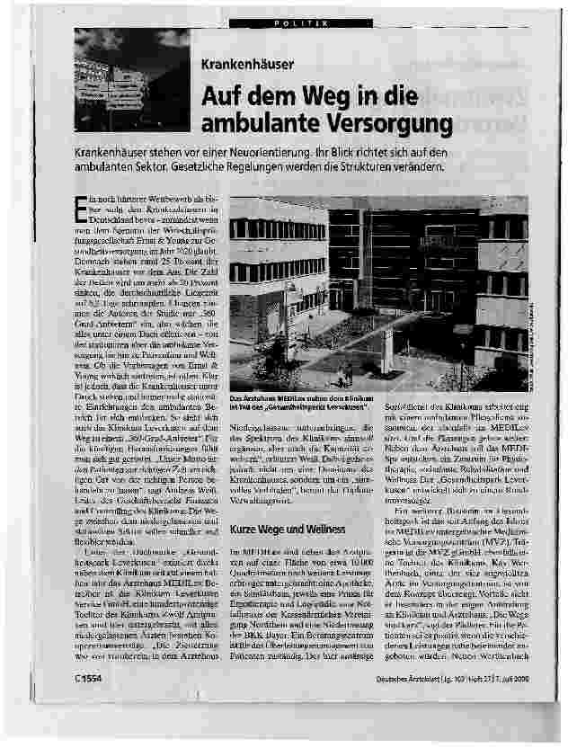 Vorschauseite 1: Auf dem Weg in die ambulante Versorgung
