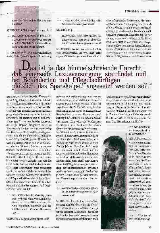 Vorschauseite 4: Es ist doch sonnenklar, daß man diesen Bereich fördern muß und nicht zerschlagen kann