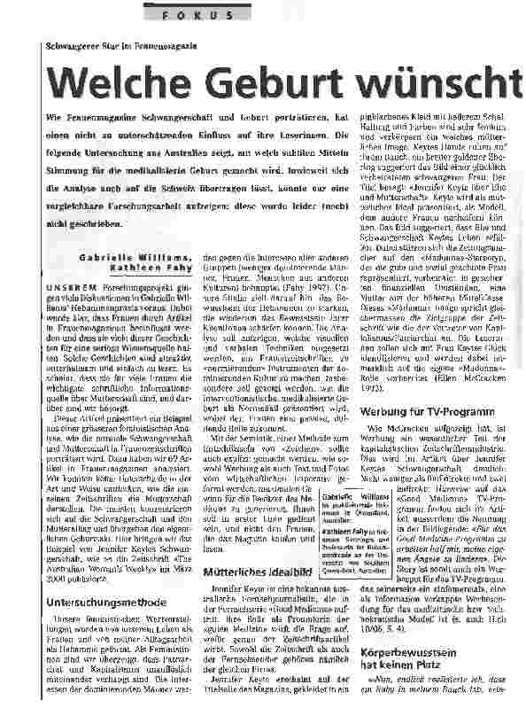Vorschauseite 1: Schwangerer Star im Frauenmagazin - Welche Geburt wünscht wünscht sie sich?