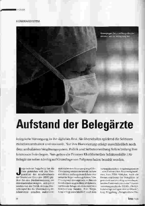 Vorschauseite 1: Aufstand der Belegärzte