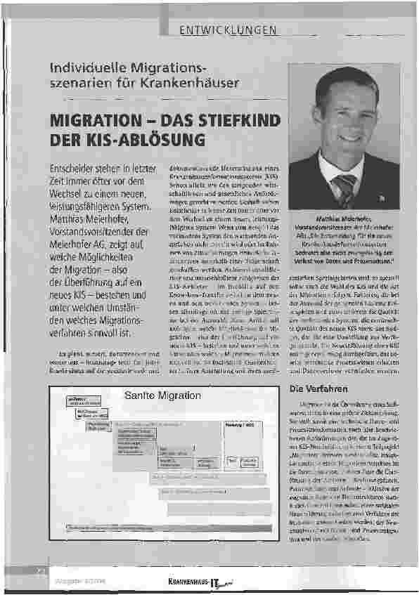 Vorschauseite 1: Individuelle Migrationsszenarien für KrankenhäuserMIGRATION - DAS STIEFKIND DER KIS-ABLÖSUNG