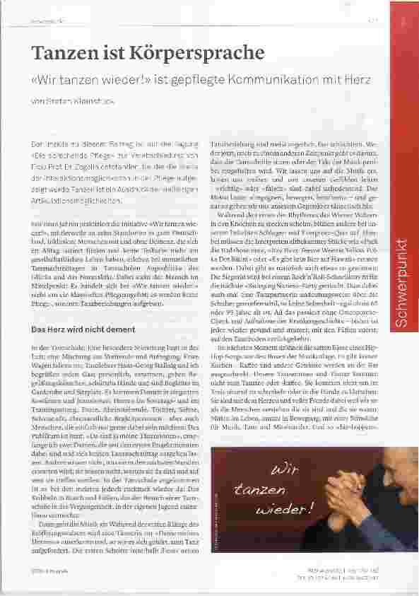 Vorschauseite 1: Tanzen ist Körpersprache «Wir tanzen wieder!» ist gepflegte Kommunikation mit Herz