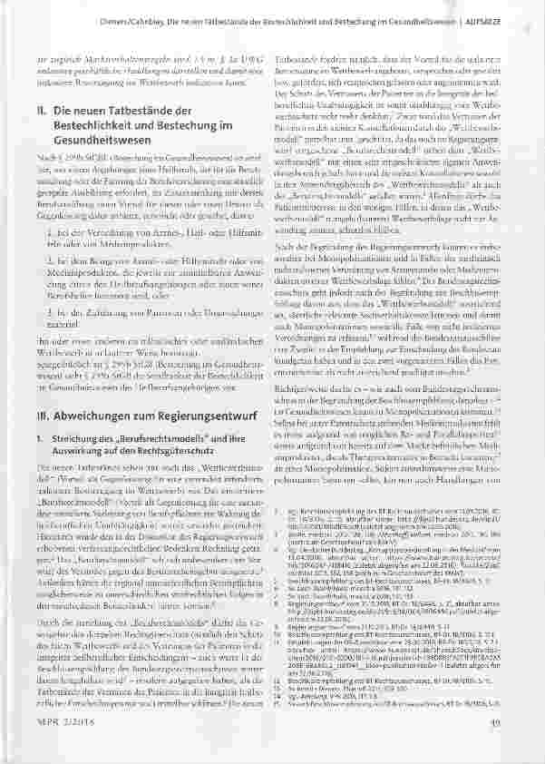 Vorschauseite 2: Die neuen Tatbestände der Bestechlichkeit und Bestechung im Gesundheitswesen (§§ 299a, b StGB) und ihr Verhältnis zu den Vorschriften des ärztlichen Berufsrechts und des Heilmitte…