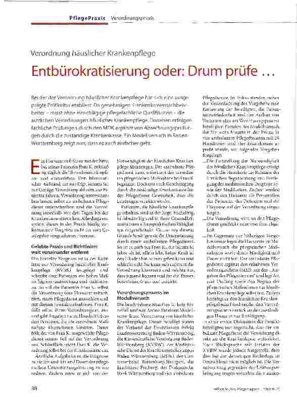 Vorschauseite 1: Entbürokratisierung oder: Drum prüfe ...
