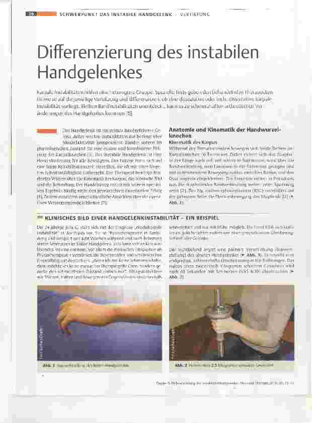 Vorschauseite 1: Differenzierung des instabilen Handgelenkes