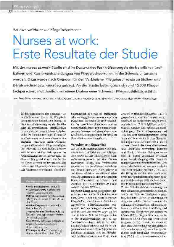 Vorschauseite 1: Nurses at work: Erste Resultate der Studie
