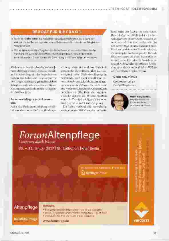Vorschauseite 2: Wann ist der Abbruch künstlicher Ernährung im Sinne des Patienten?