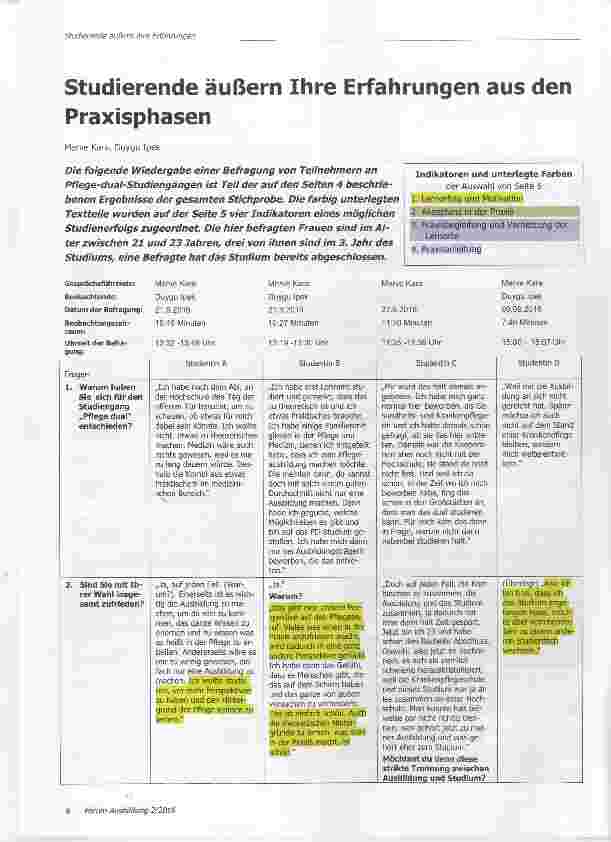 Vorschauseite 1: Studierende äußern Ihre Erfahrungen aus den Praxisphasen