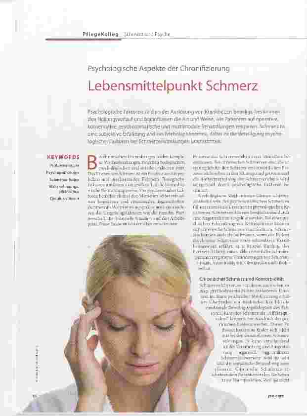Vorschauseite 1: Psychologische Aspekte der Chronifizierung Lebensmittelpunkt Schmerz