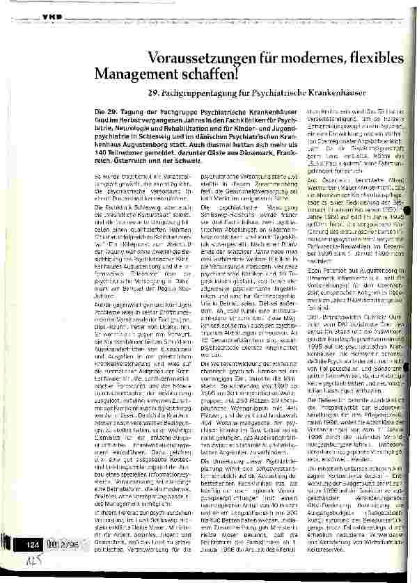 Vorschauseite 1: Voraussetzungen für modernes, flexibles Management schaffen! 29. Fachgruppentagung für Psychiatrische Krankenhäuser