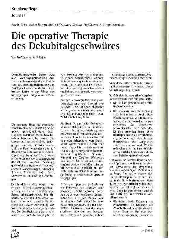Vorschauseite 1: Die operative Therapie des Dekubitalgeschwüres