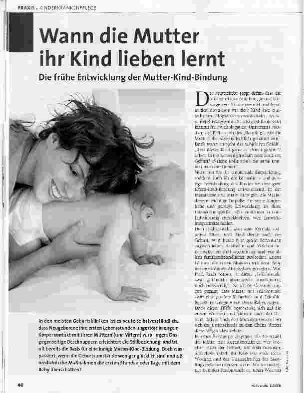 Vorschauseite 1: Wann die Mutter ihr Kind lieben lerntDie frühe Entwicklung der Mutter-Kind-Bindung