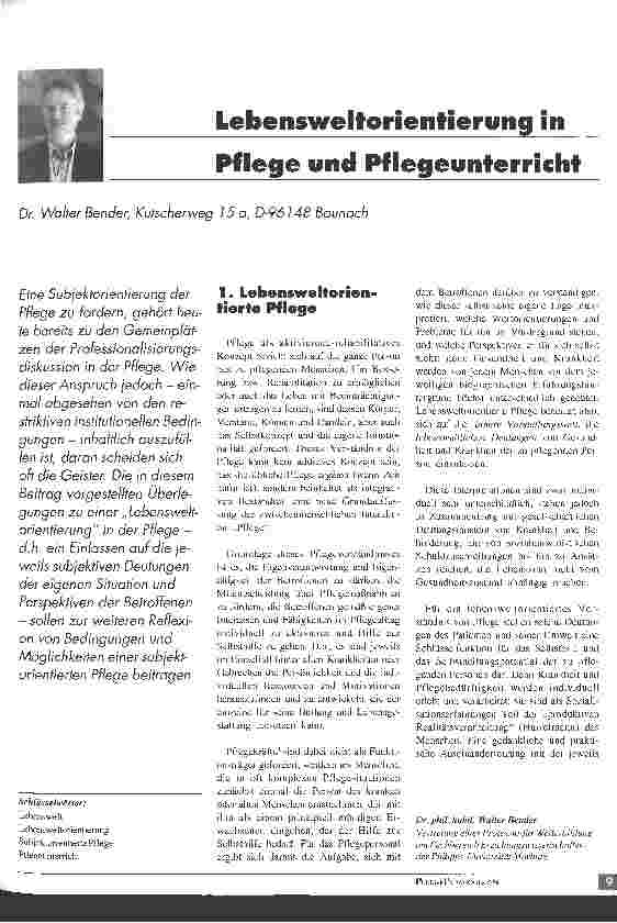 Vorschauseite 1: Lebensweltorientierung in Pflege und Unterricht