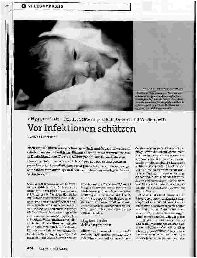 Vorschauseite 1: Hygiene-Serie - Teil 13: Schwangerschaft, Geburt und Wochenbett: Vor Infektionen schützen