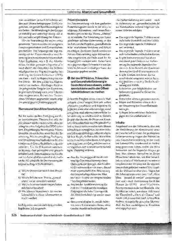 Vorschauseite 4: Wissen umsetzen - Aufgaben und Aktivitäten der Arbeitsgruppe 3 Gesund altern des Deutschen Forums Prävention und Gesundheitsförderung