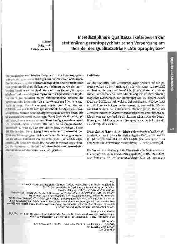 Vorschauseite 1: Interdisziplinäre Qualitätszirkelarbeit in derstationären gerontopsychiatrischen Versorgung amBeispiel des Qualitätszirkels Sturzprophylaxe