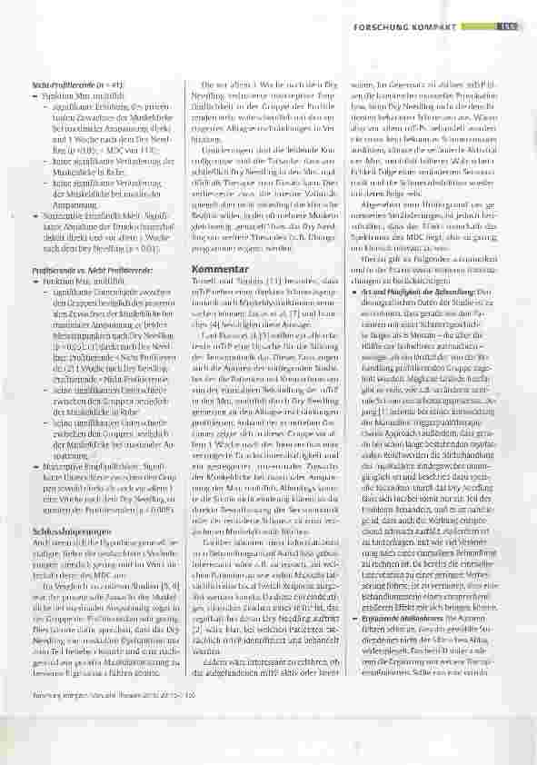 Vorschauseite 2: Veränderungen der Funktion der lumbalen Mm. multifidi und nozizeptiven Empfindlichkeit bei Patienten mit Kreuzschmerzen, die auf Dry Needling reagieren im Vergleich zu denen, die…
