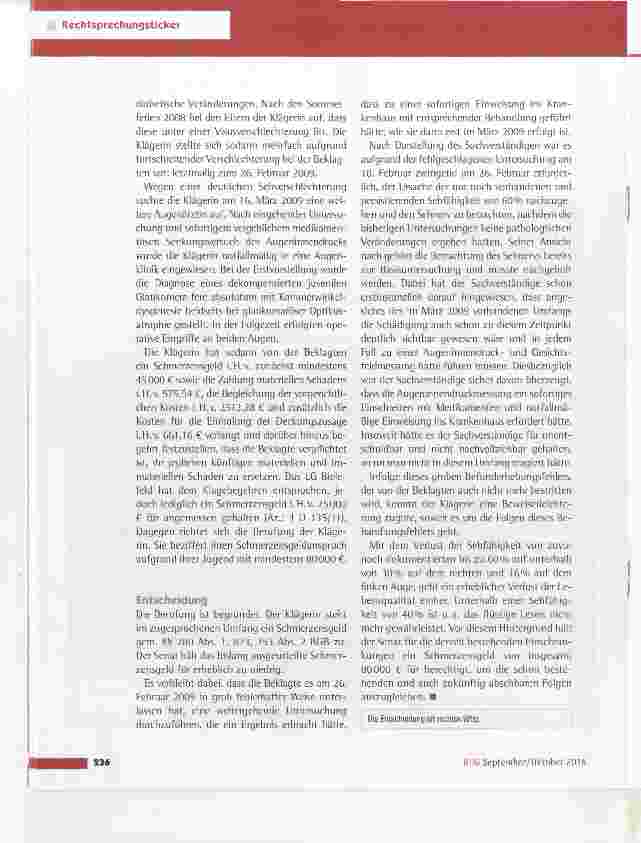 Vorschauseite 2: Unterlassene Sehnervuntersuchung bei einem Kind mit Diabetes mellitus OLG HanimvoTTi 10.5.2016(26 0 107/15)