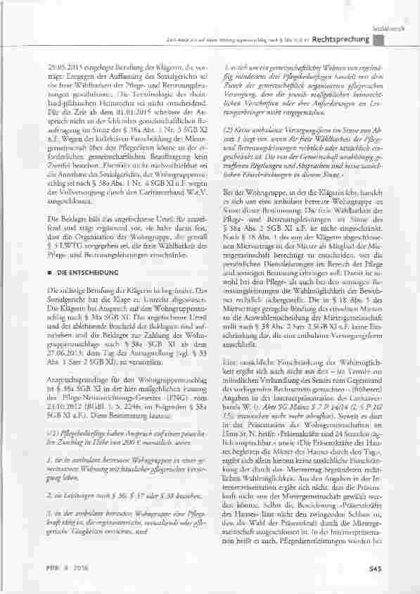 Vorschauseite 4: Zum Anspruch auf einen Wohngruppenzuschlag nach § 38a SGB XI