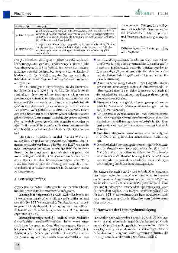 Vorschauseite 2: Hinweise zur medizinischen Versorgung von Flüchtlingen und Asylsuchenden in