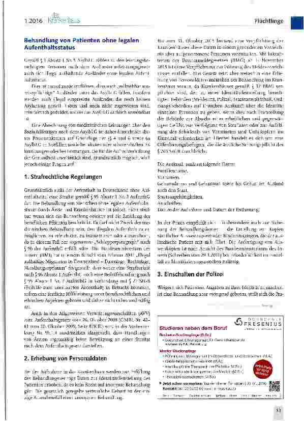 Vorschauseite 5: Hinweise zur medizinischen Versorgung von Flüchtlingen und Asylsuchenden in