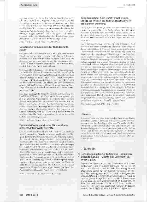 Vorschauseite 1: Heilpädagogische Förderlehrerin allgemeinbildende Schule Begriff der Lehrkraft iSd. TVöD-V (VKA)