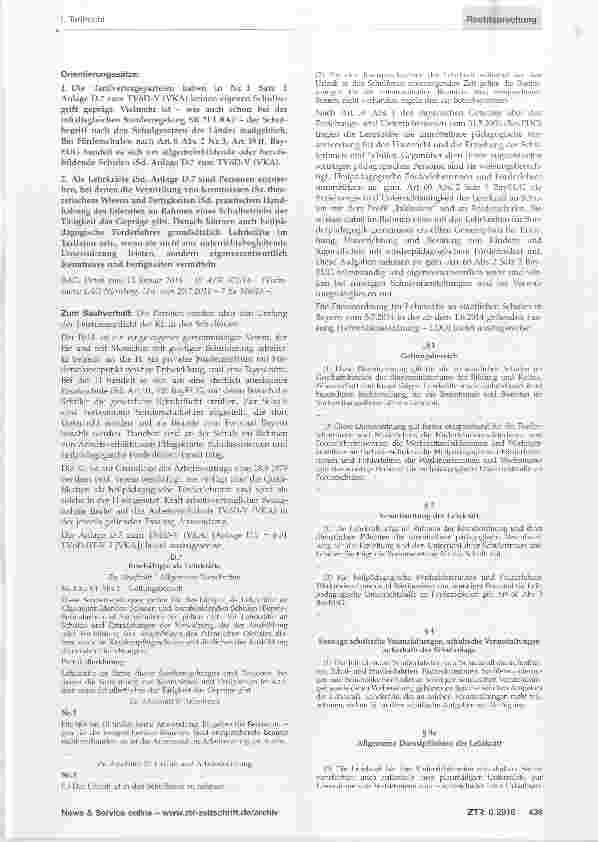 Vorschauseite 2: Heilpädagogische Förderlehrerin allgemeinbildende Schule Begriff der Lehrkraft iSd. TVöD-V (VKA)