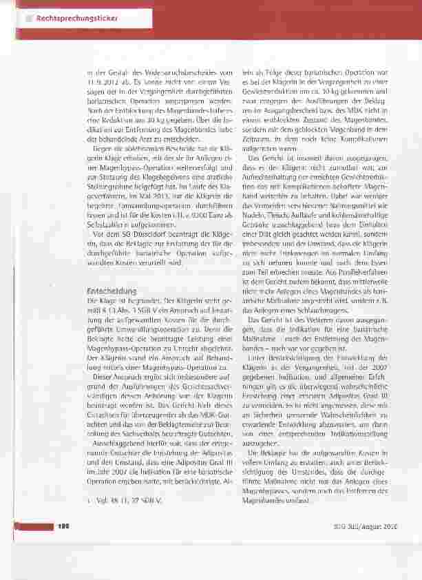 Vorschauseite 2: Kostentragung für eine bariatrische Operation
