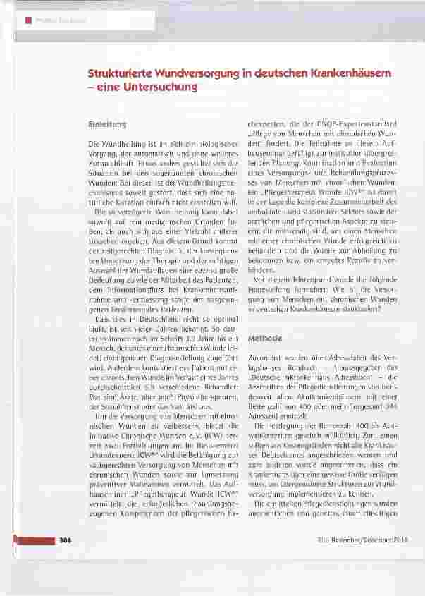Vorschauseite 1: strukturierte Wundversorgung in deutschen Krankenhäusern eine Untersuchung