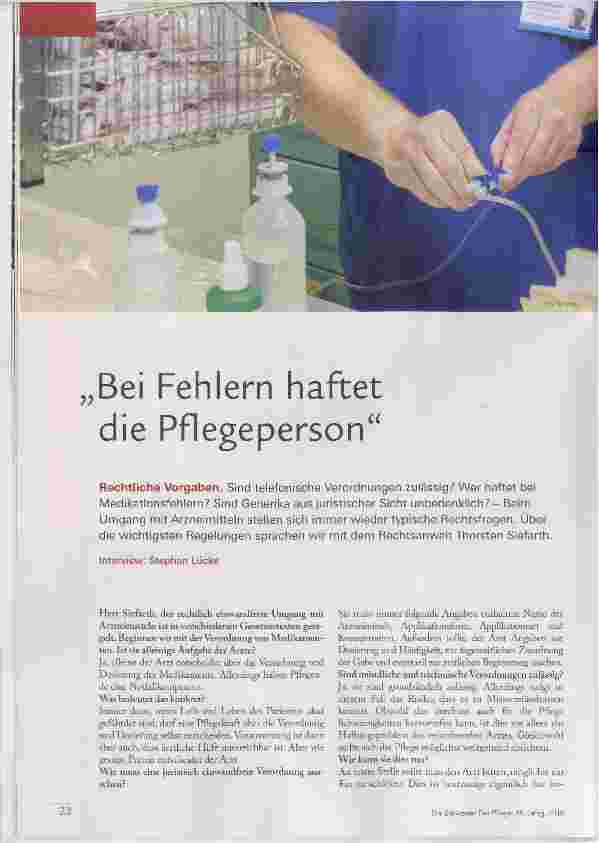 Vorschauseite 1: Bei Fehlern haftet die Pflegeperson