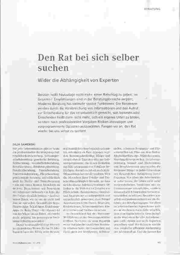Vorschauseite 1: Den Rat bei sich selber suchen