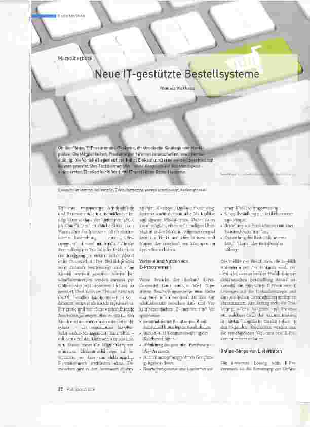 Vorschauseite 1: Neue IT-gestützte Bestellsysteme