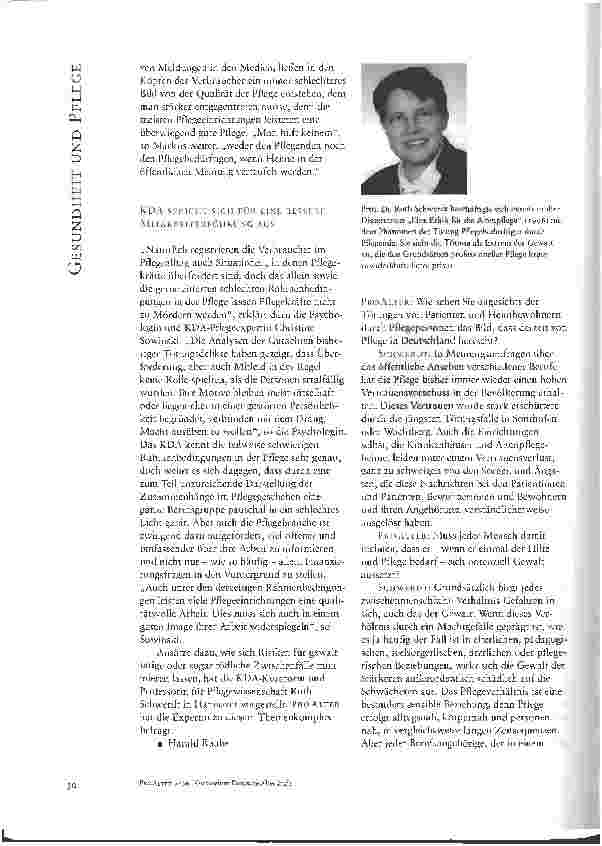 Vorschauseite 2: TÖTUNGSDELIKTE IN DER PFLEGE: GERÄT DIE GANZE BERUFSGRUPPE IN MISSKREDIT?