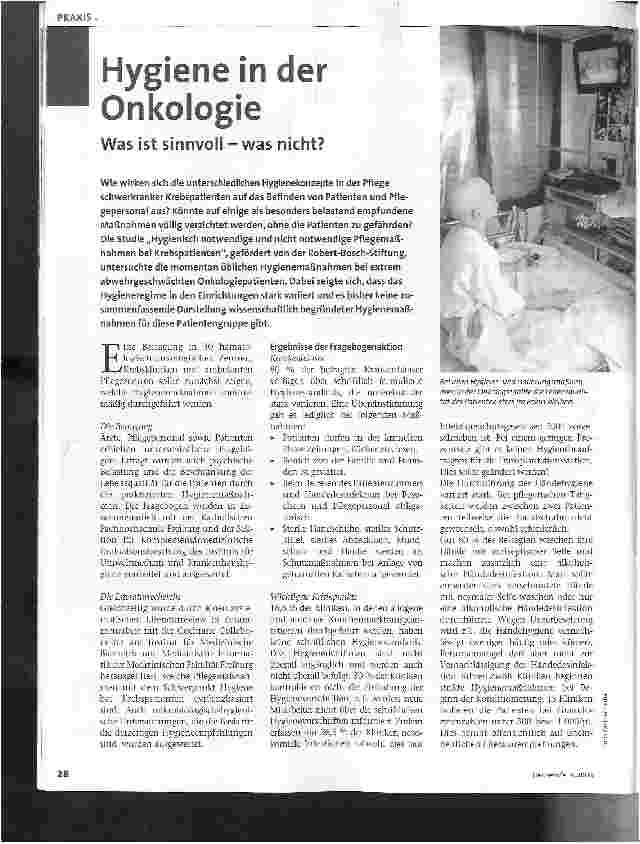 Vorschauseite 1: Hygiene in der Onkologie