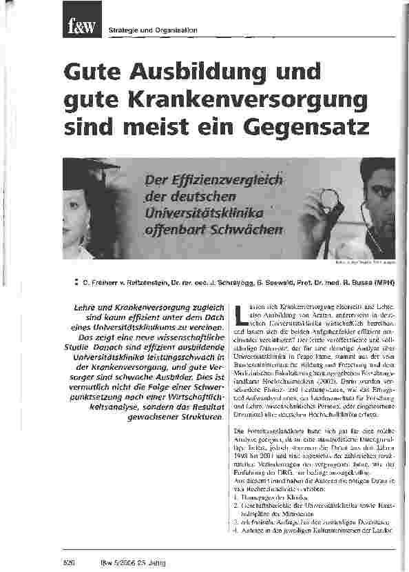 Vorschauseite 1: Gute Ausbildung und gute Krankenversorgung sind meist ein Gegensatz