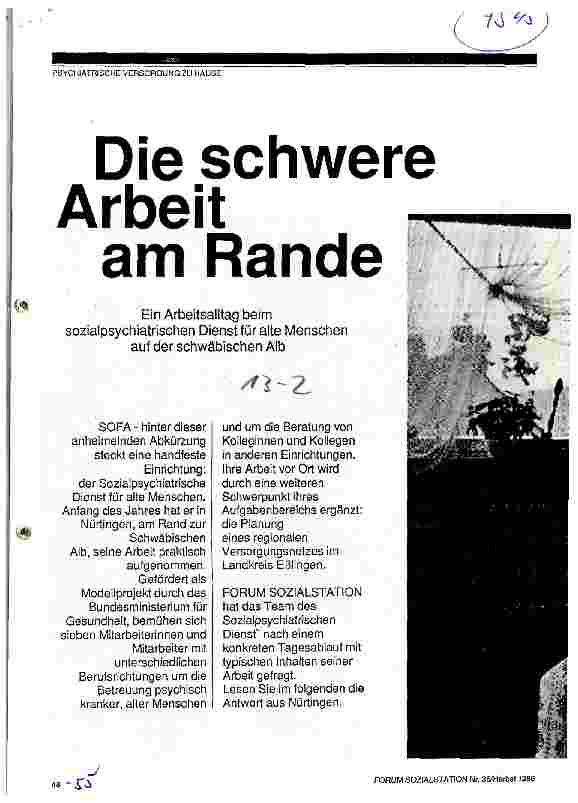 Vorschauseite 1: Die schwere Arbeit am Rande