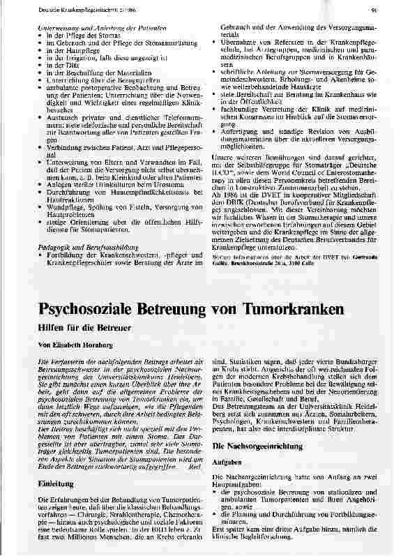 Vorschauseite 1: Psychosoziale Betreuung von Tumorkranken Hilfen für die Betreuer
