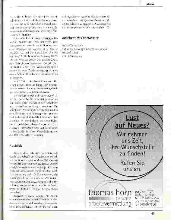 Vorschauseite 6: Die Umsetzung des neuen Arbeitszeitgesetzes im ärztlichen Dienst und in Funktionsdiensten