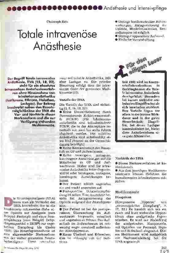 Vorschauseite 1: Totale intravenöse Anästhesie