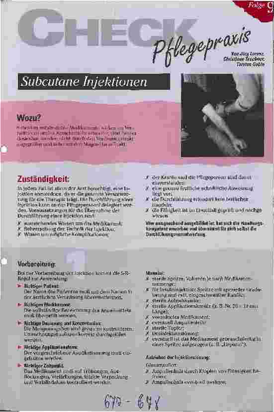 Vorschauseite 1: Subcutane Injektionen Check - Pflegepraxis