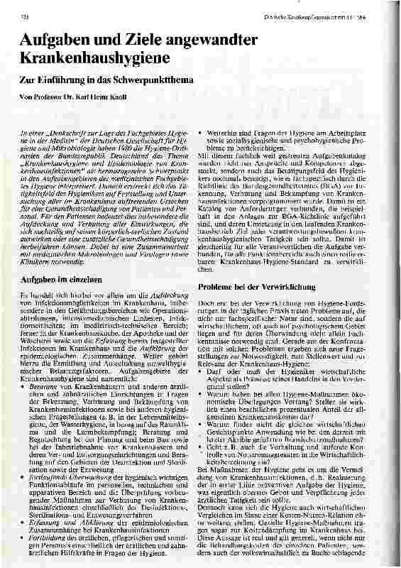 Vorschauseite 1: Aufgaben und Ziele angewandter Krankenhaushygiene