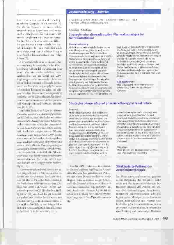 Vorschauseite 2: Strategien der altersadäquaten Pharmakotherapie bei Niereninsuffizienz