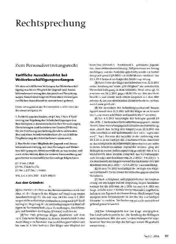 Vorschauseite 1: Tarifliche Ausschlussfrist bei Weiterbeschäftigungsverlangen